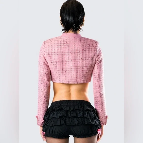 Finesse Pippa Pink Tweed Cropped Jacket size 2X FE1 - Picture 8 of 10
